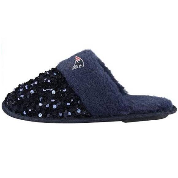 New England Patriots Women's Sequin Glamour Slippers Large Size 9/10 - Picture 6 of 8